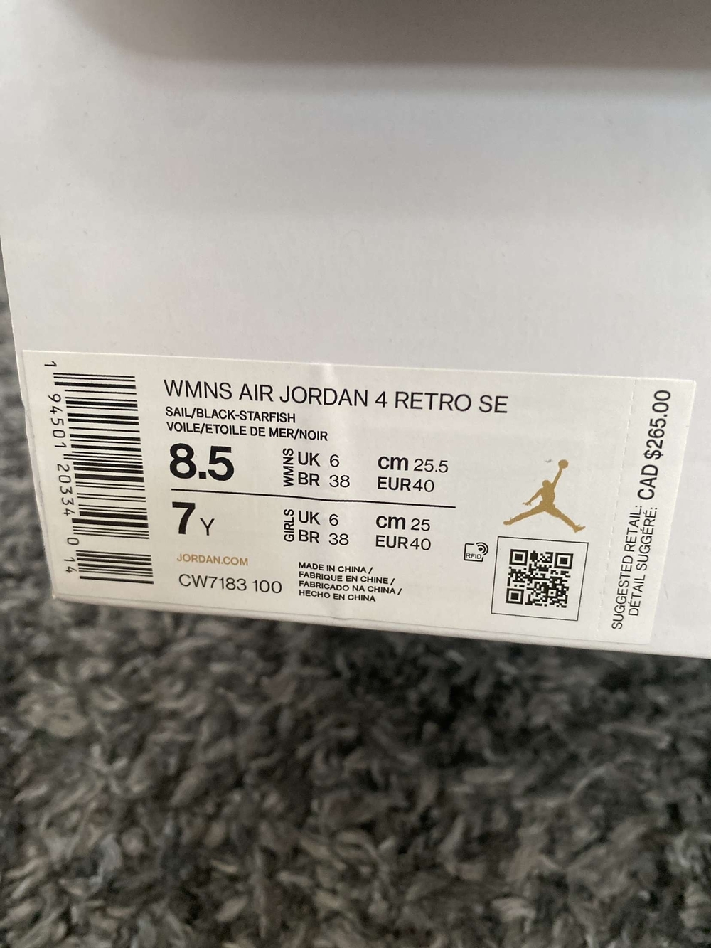 WMNS Air Jordan 4 Retro SE - Sail/Black-Starfish